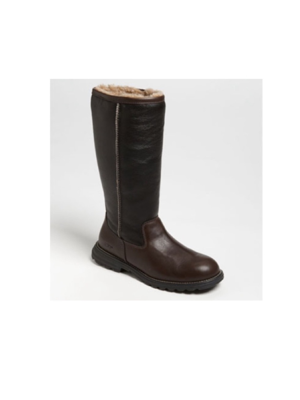UGG Tall Leather & Shearlingy-Lined Brown Boots